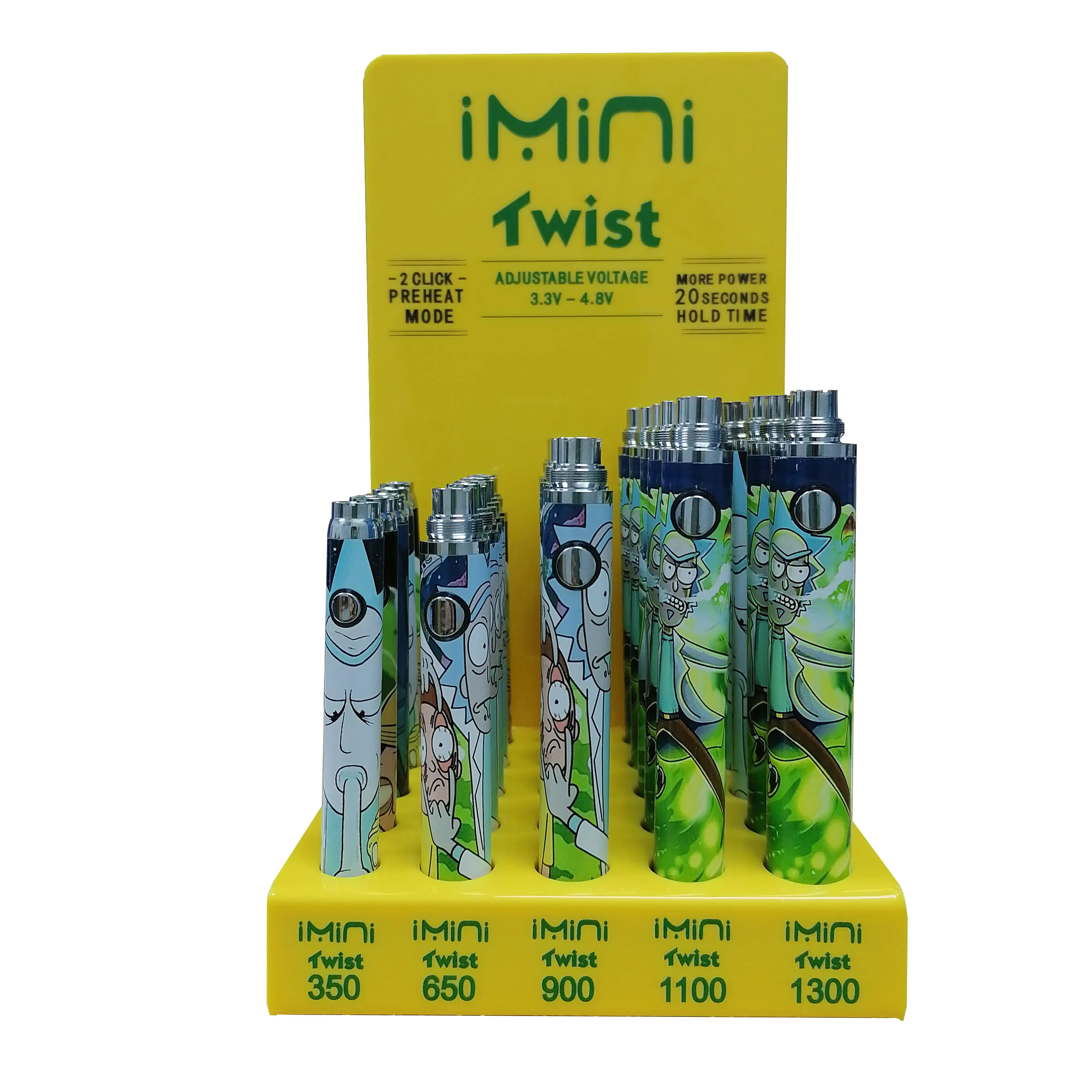 Amazon hot sale Imini Twist Slim Battery Kit Preheating CBD Variable Voltage 510 Thread Battery With Display Box For Vape