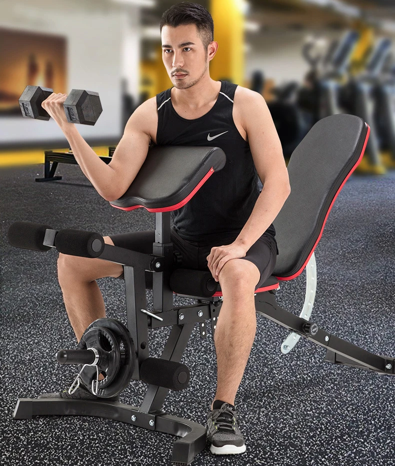 
Multi-functional dumbbell bench 4 in 1 home training bench with dumbbell bench, supine board, Roman chair and preacher curl 