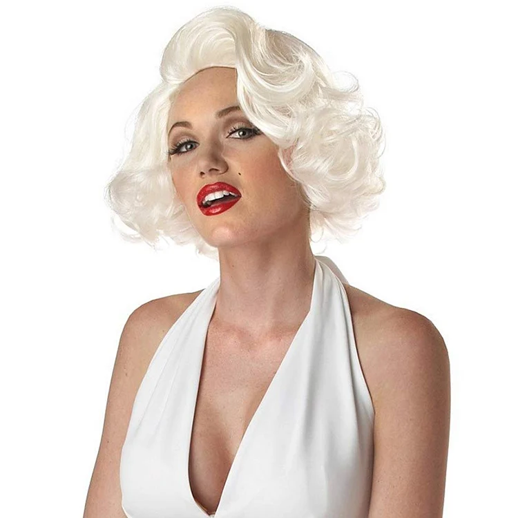 Factory Cheap Wigs Wholesale Celebrity Retro-Style Short Blonde Wig Curly Synthetic Hair Wigs For White Women