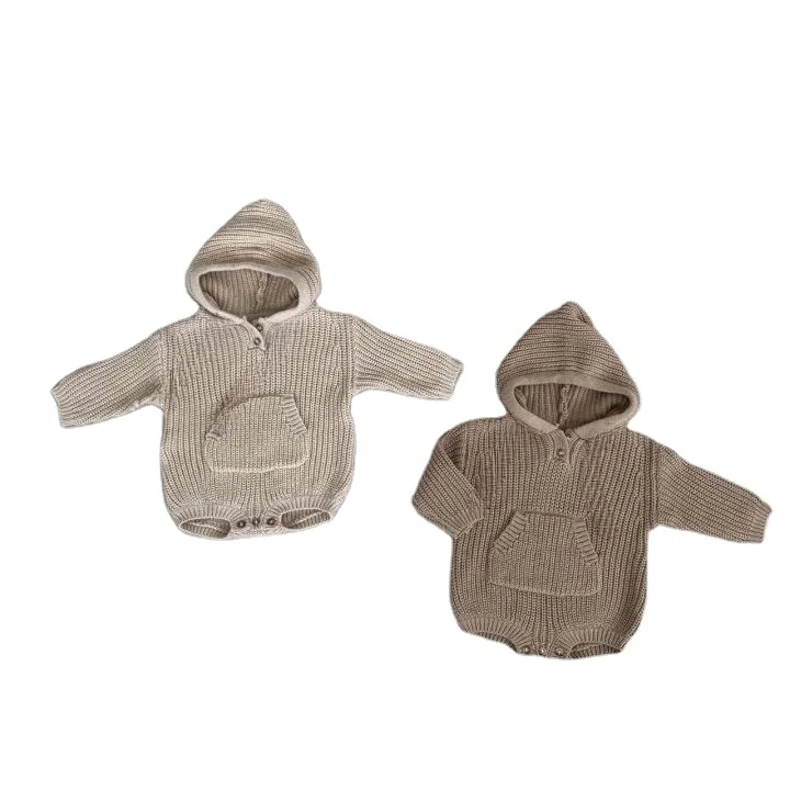 Knitted Sweater Jumpsuit For Children And GirlsSolid Color Game Suit