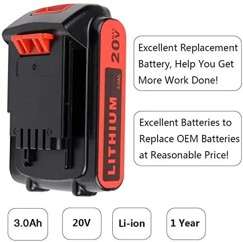 Replacement for Black And Decker 20V Battery Battery LBXR20 3.0ah Rechargeable Li-ion Compatible with Black And Decker LBX4020
