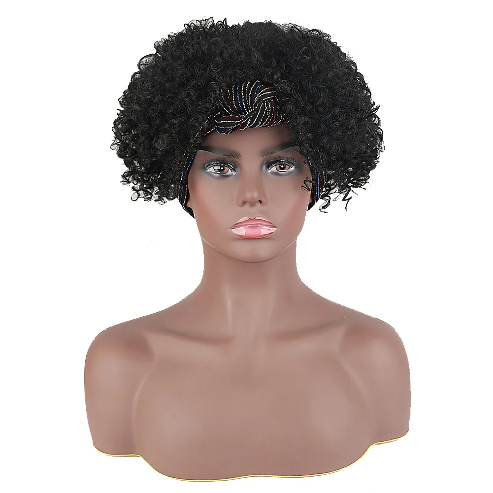 Парик из коротких человеческих волос, парик из человеческих волос, светло-коричневый, вьющийся, черный