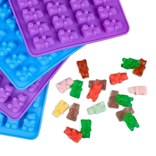 2024 Mini bear Shape 50 Cavity Silicone Mold for pet Chocolate Jello Gummy Candy Custom cartoon bear silicone baking mold