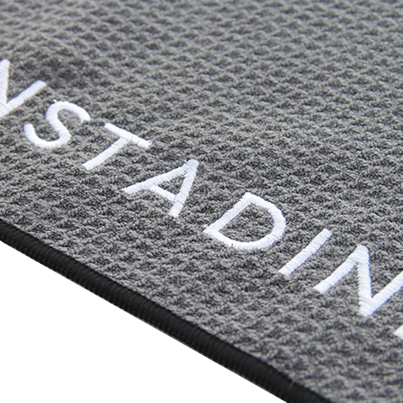 Custom Embroidered Logo Tri Fold Micro Fiber Waffle Weave Style Microfiber Golf Towel With Grommet