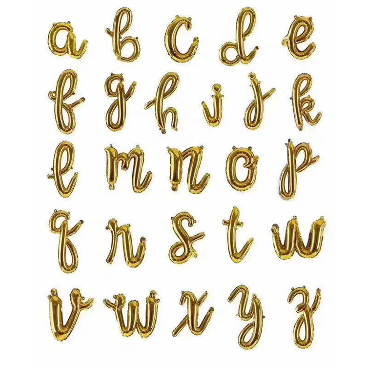 
New Design 16 Inch 26 Letters and Numbers Word Birthday Party decaration Balloon Letter Cursive Foil Balloon 