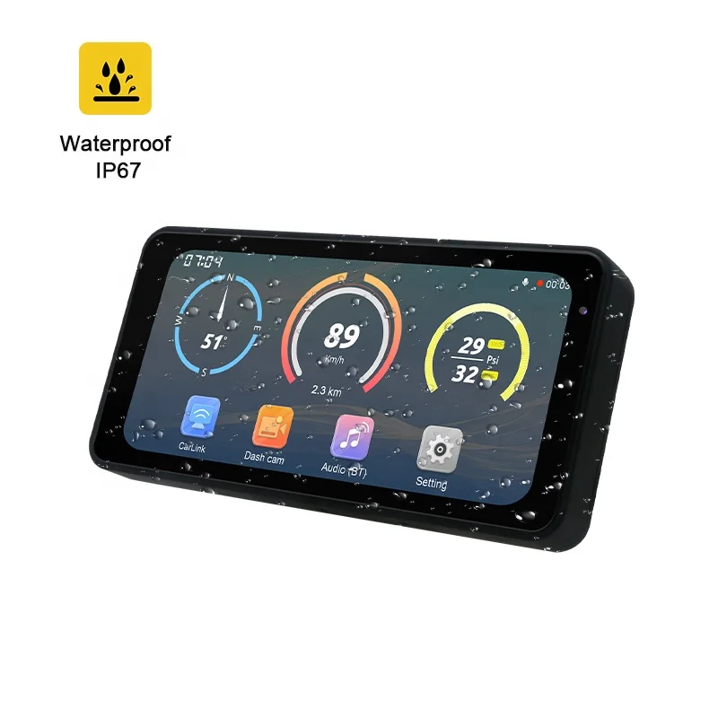 Hot Selling Motorcycle Wireless CarPlay  Android Auto 6.26 inch Touch Screen Waterproof IP67 with DVR GPS BSD