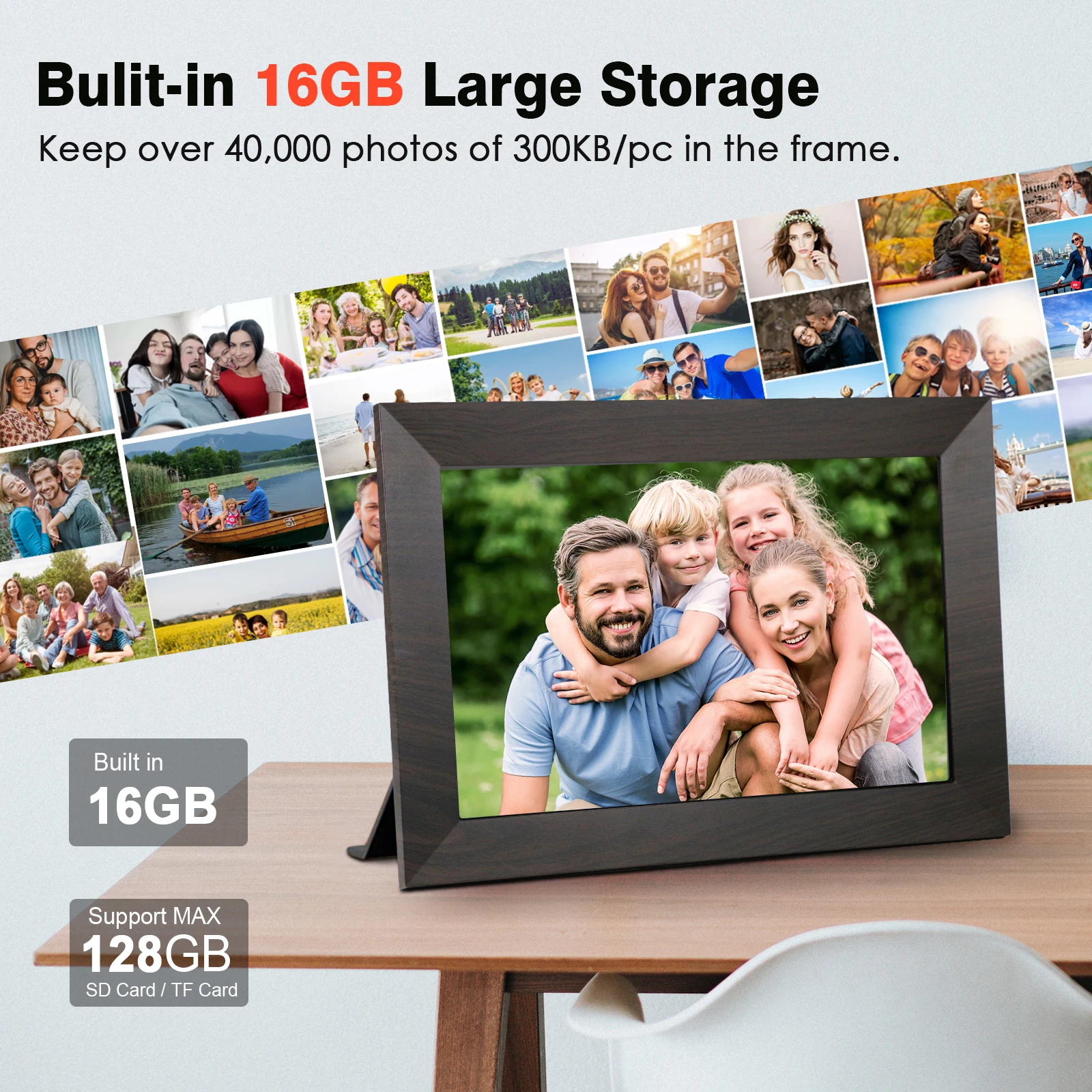 Цифровая фоторамка для фильмов, оптовая продажа, 10,1 дюйма, Бесплатная загрузка, полностью английский, синий, черный, акриловые часы, OEM аудио, AAC APE DAT Video