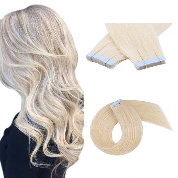 Tape In Human Extension Europe Remy Hair 16 Inch Blonde Tape Hair Extensions