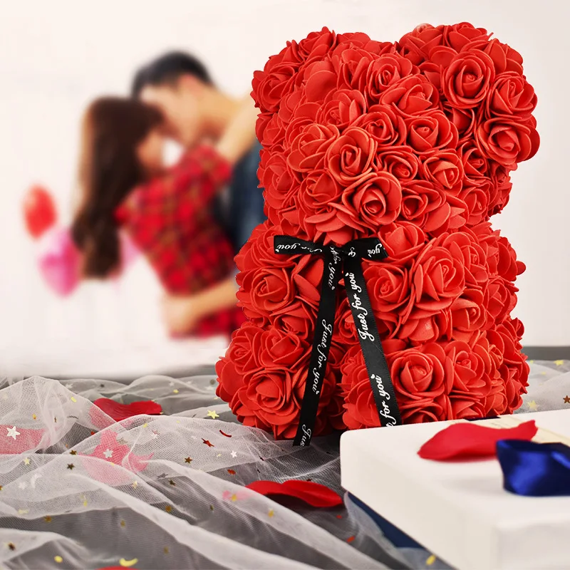 Hot Sale Valentines Day Gifts Mother Day Christmas Decor Rose Teddy Bear 25cm Rose Bears With Box