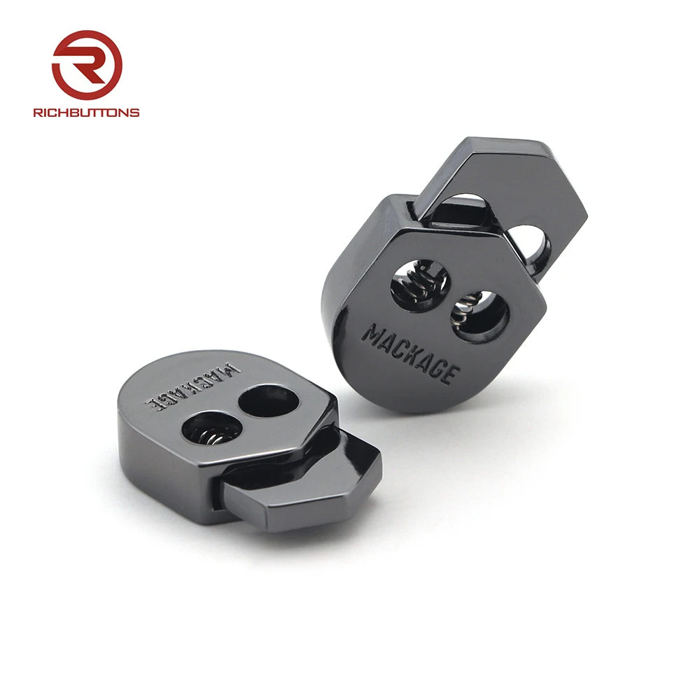 Hot Sale For Wholesale Spring Three Custom End Stopper 2 Hole Metal Cord Lock