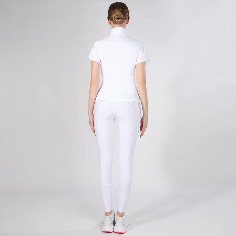 Nylon Short Sleeves Equestrian Base Layers Breathable Summer T-shirt For Women Horse Riding Tops Stretchy Sports Wear ladies