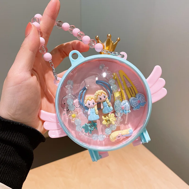 Beautiful mermaid jewelry set for baby girls Princess Elsa makeup necklace bracelet earrings ring set kids gift