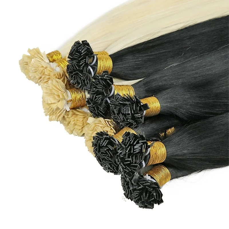 Wholesale Italian Keratin Glue Bond U tip Hair Extensions Human Hair Double Drawn Remy Keratin Hair Extensions