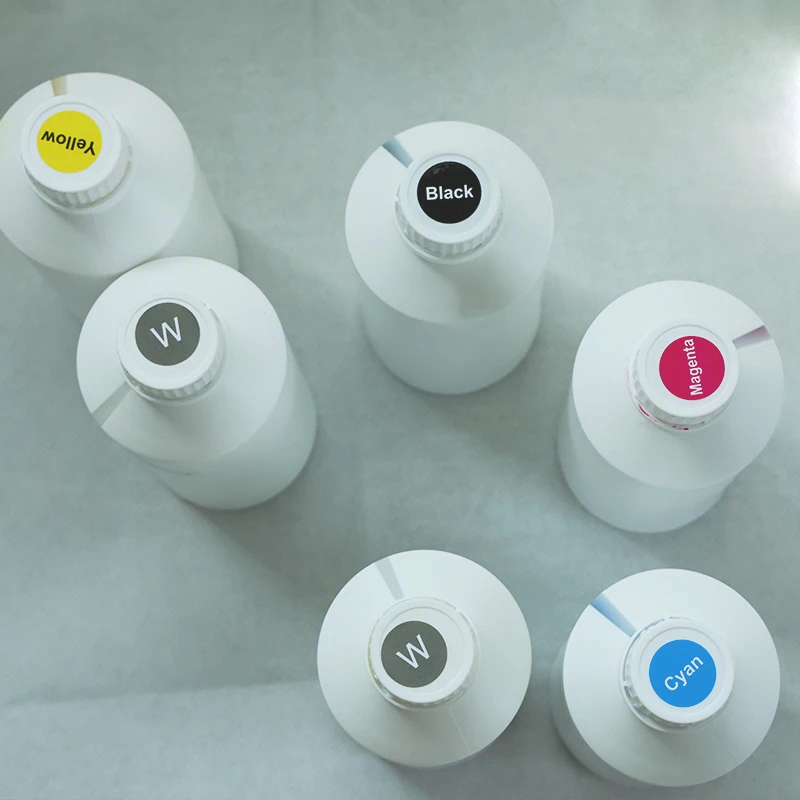 Digitech Hot Sale CMYKW DTF Printing Inks Five Color White Ink Pigment Ink For DTF Printer On Transfer Film