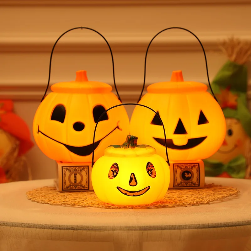 GreenEarth Halloween Orange Plastic Trick Or Treat Pumpkin Lantern Decorations Bucket Pail Container Candy Holder