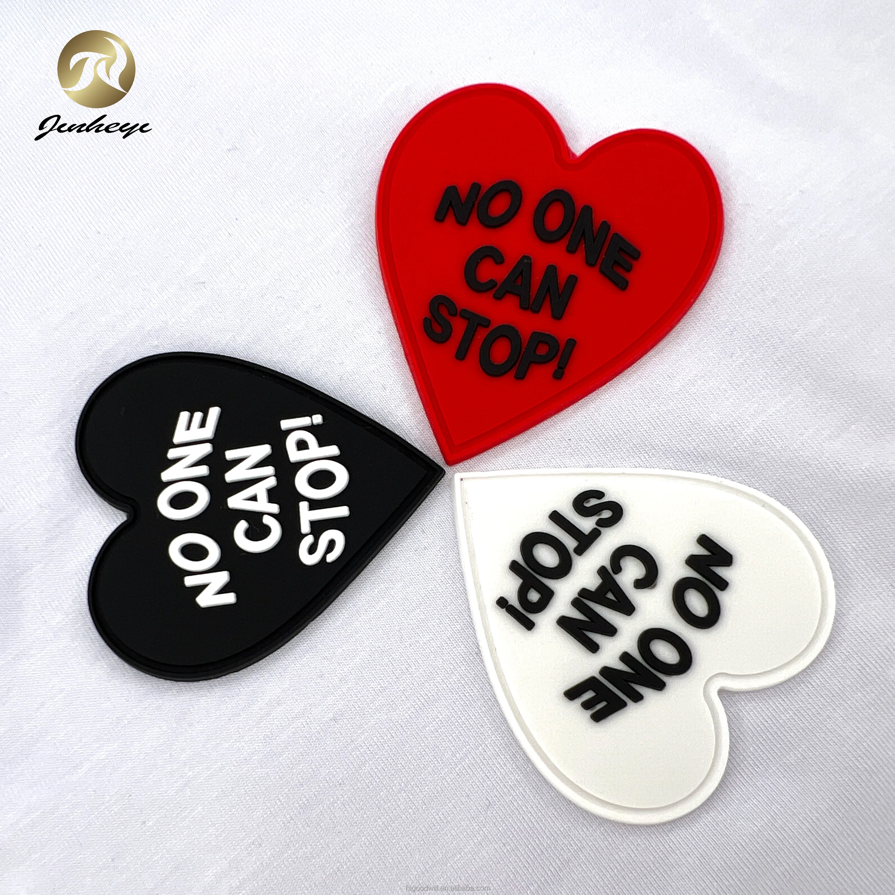 Custom Heart Shape G Embossed Logo Rubber Patches  for clothing, caps ,hats