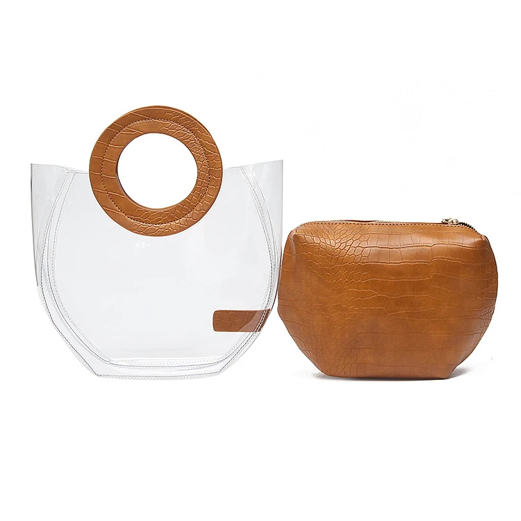 
Trendy style Fashion girls Waterproof tote bags Transparent pvc women jelly purses and handbags set 