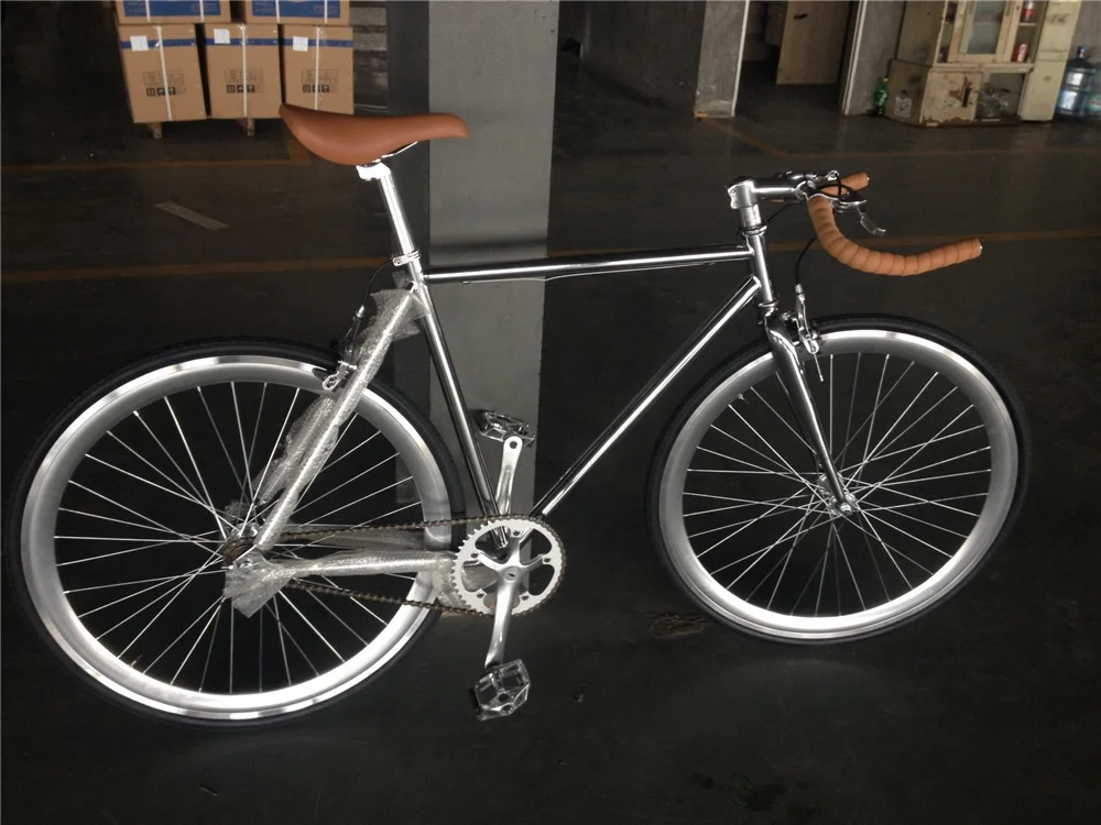 700C adult single speed chrome color Taiwan parts China factory wholesale  OEM mens racing fixie bike fixed gear bikes
