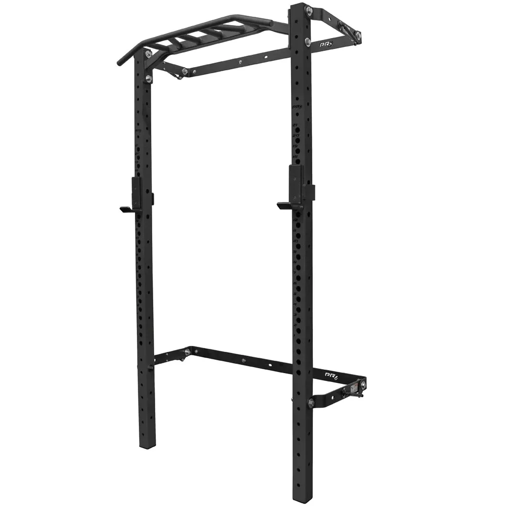 Customized Logo Gym Equipment Foldable Wall Folding Squat Rack with Multi-Grip Bar Wall Folding Back Wall mounted Squat Rack