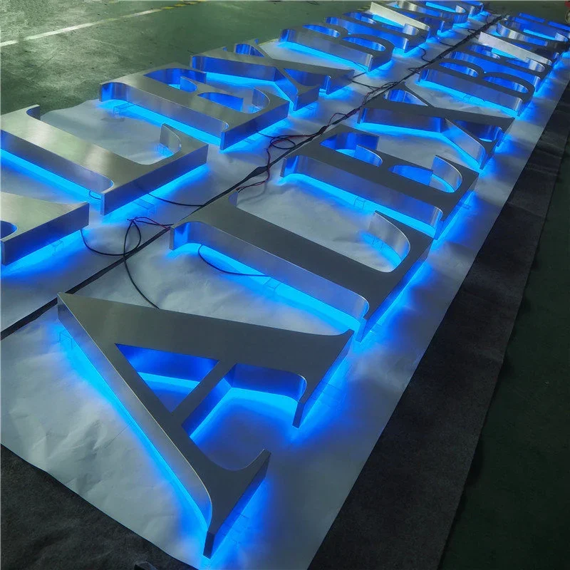 Shop LED Ad Back lit Led Illuminated Letter Sign Outdoors Store 3D Signage Stainless Steel Light Up Letter Sign