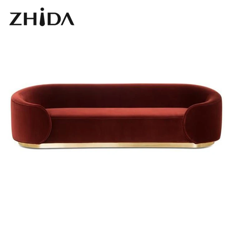 Zhida custom italian style light luxury stainless steel base sectional sofas set