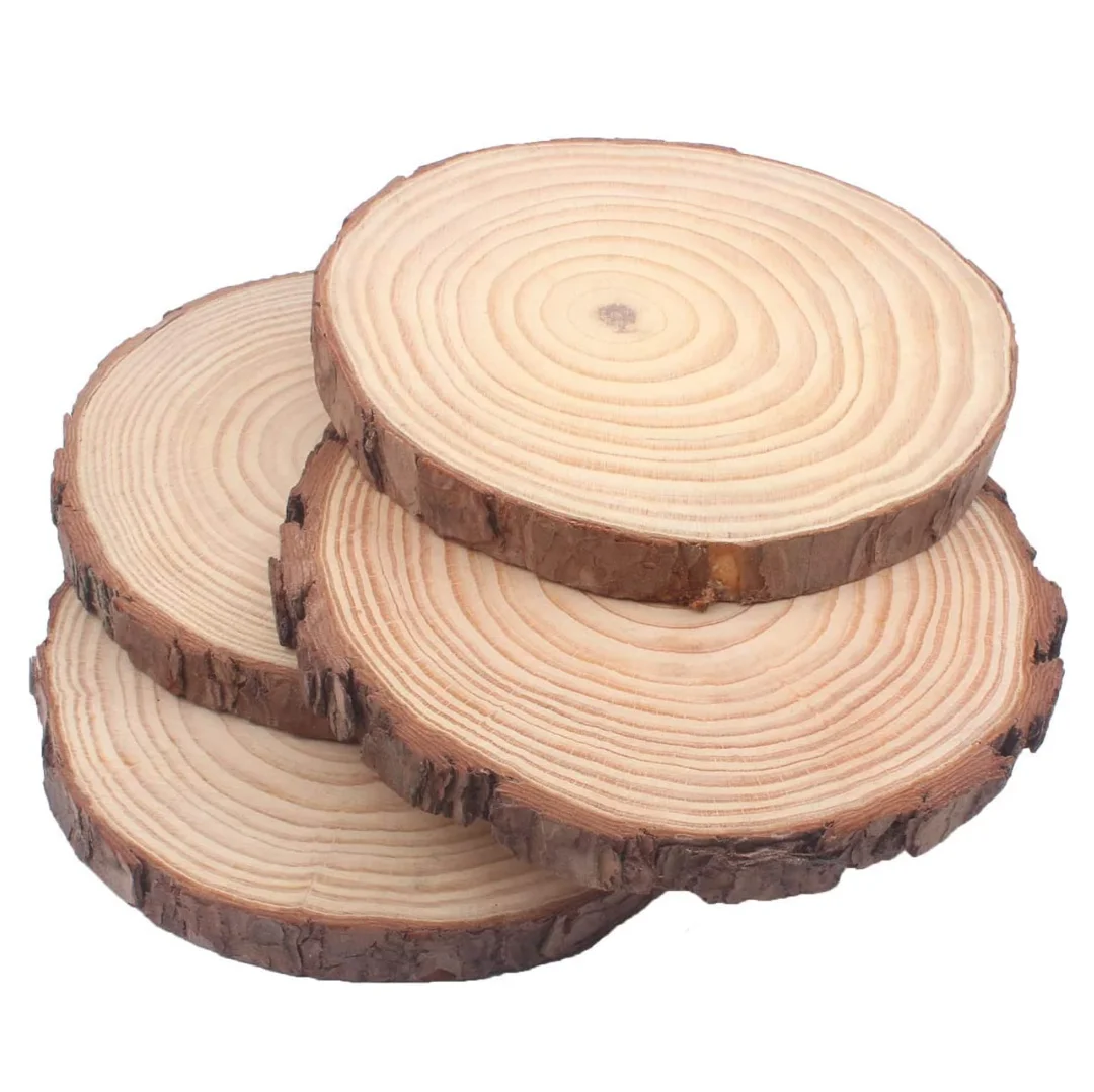 Customized Eco-friendly Unfinished Natural Round Pine Wood Tree Disc Wooden Log Tree Slices for Crafts