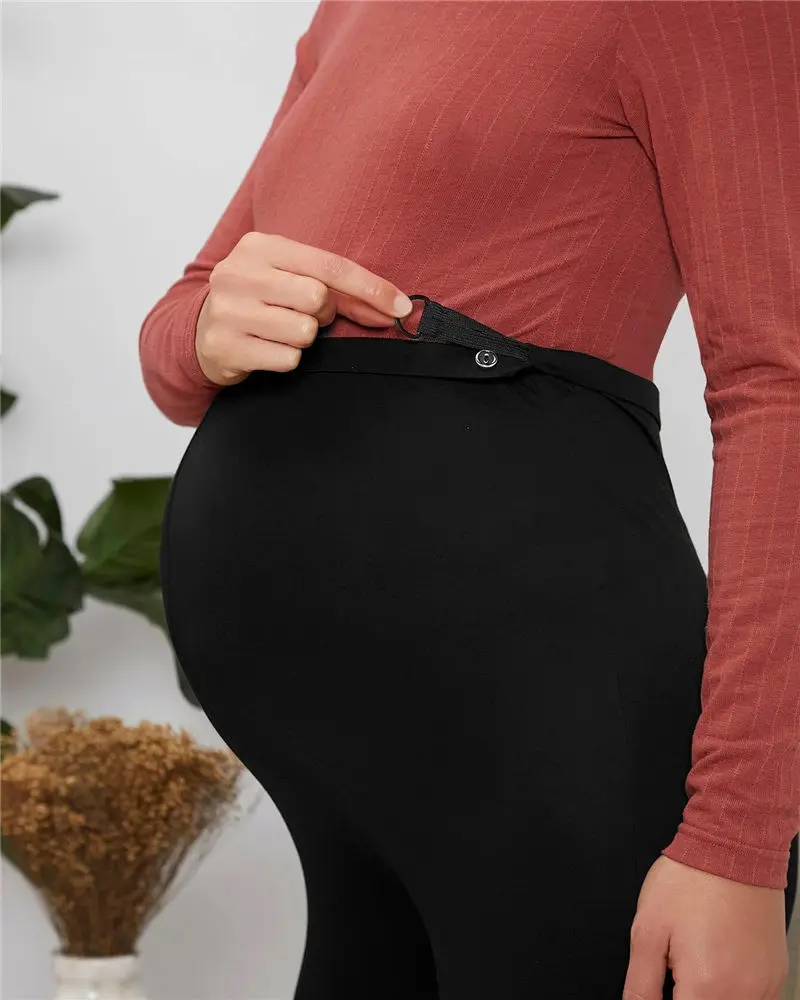 
M029 Black Pregnant Clothes Wide Band Waist Skinny Leggings Maternity Pants & Capris 