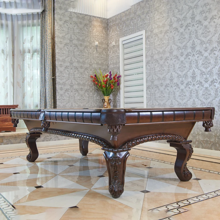 High end customized solid wood slate carved billiard pool
