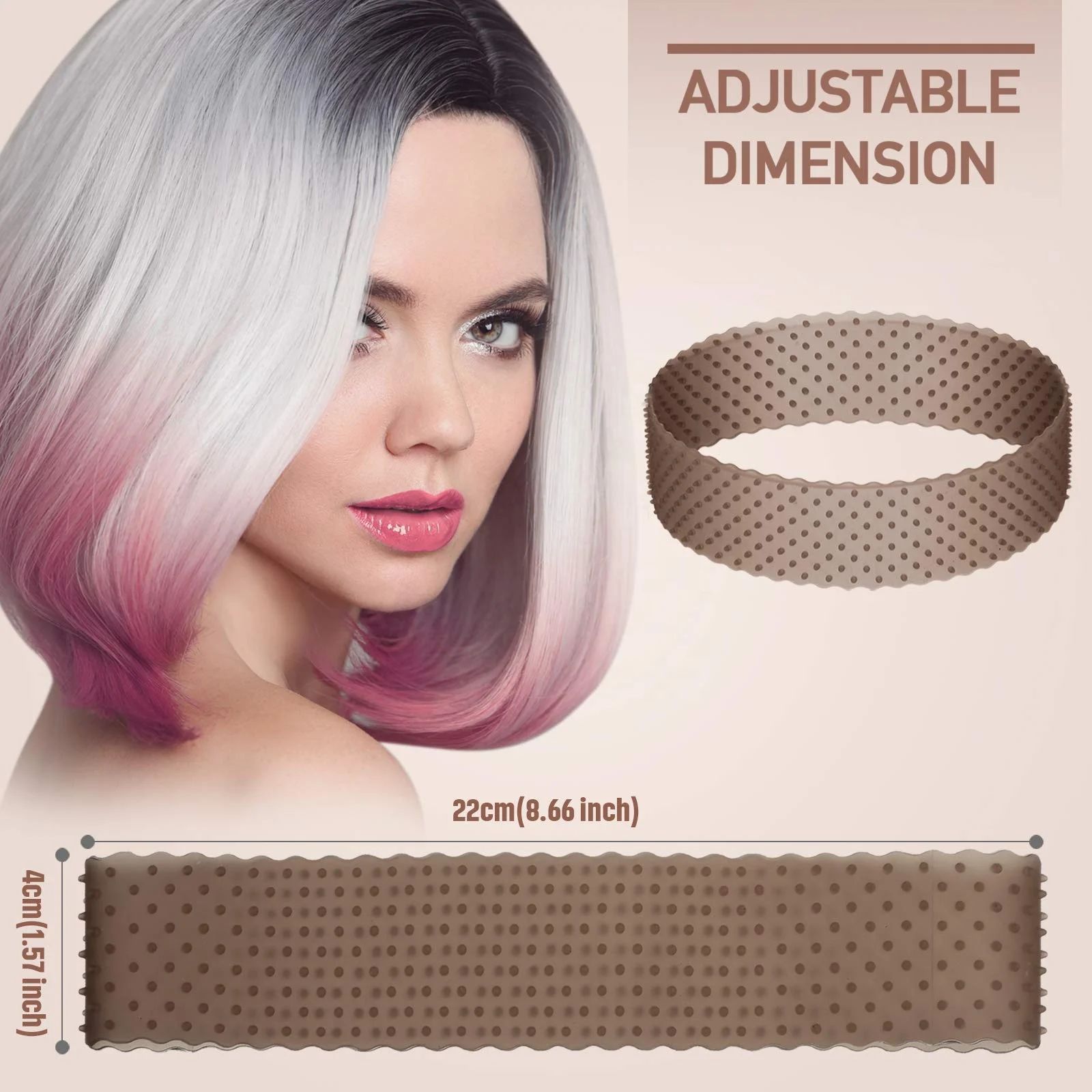 Strong Hold Seamless Adjustable Silicone Wig Grip Headbands Women Hair Fix Tools Gripper Elastic Stretchable Wig Band with Hole