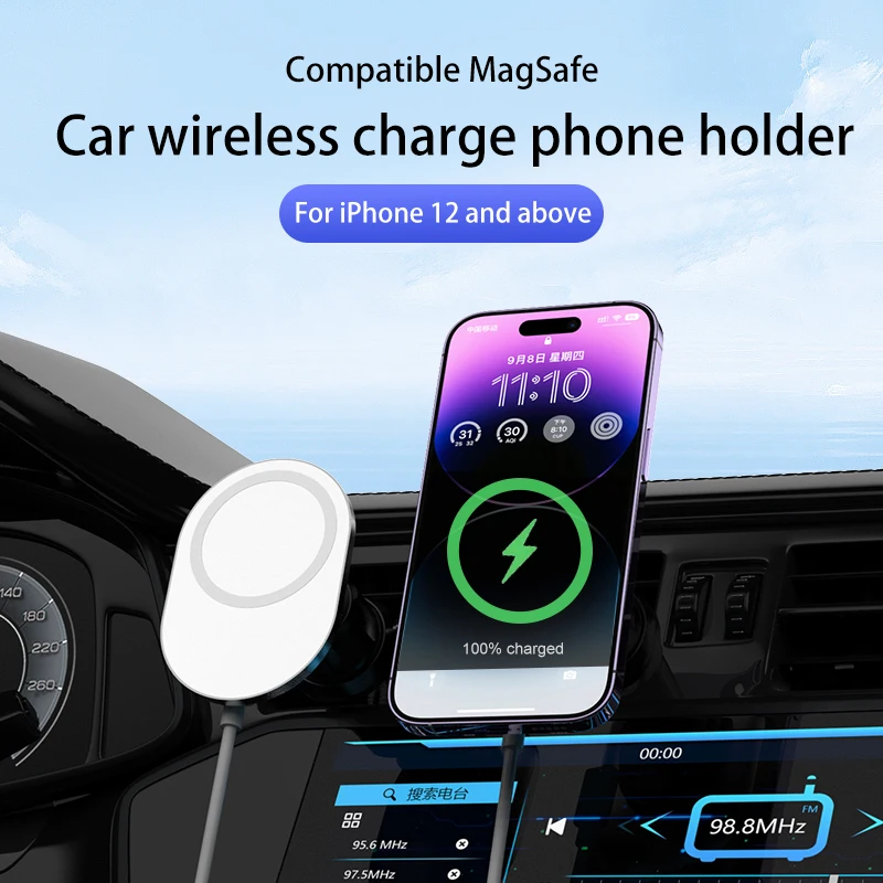 Magnetic Wireless Car Charger Mount For 15W Magsafe iPhone Fast Charging Air Vent Magnet Accessories Car Phone Holder