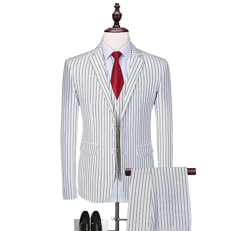 Wholesale Mens Tuxedo Coat Pant Men Suit With Party Man Suits Wedding Turkey Clothes Suite White Stripe Suit