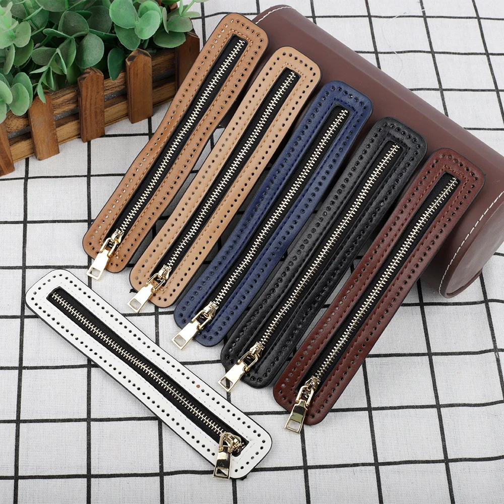 Hot selling Bag Accessories PU Leather Zipper Woven Bag Zipper Strip