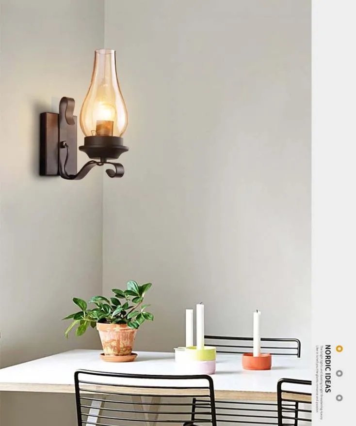 Chinese lanterns wall lamp glass sconce wall lighting for LED bulb E27