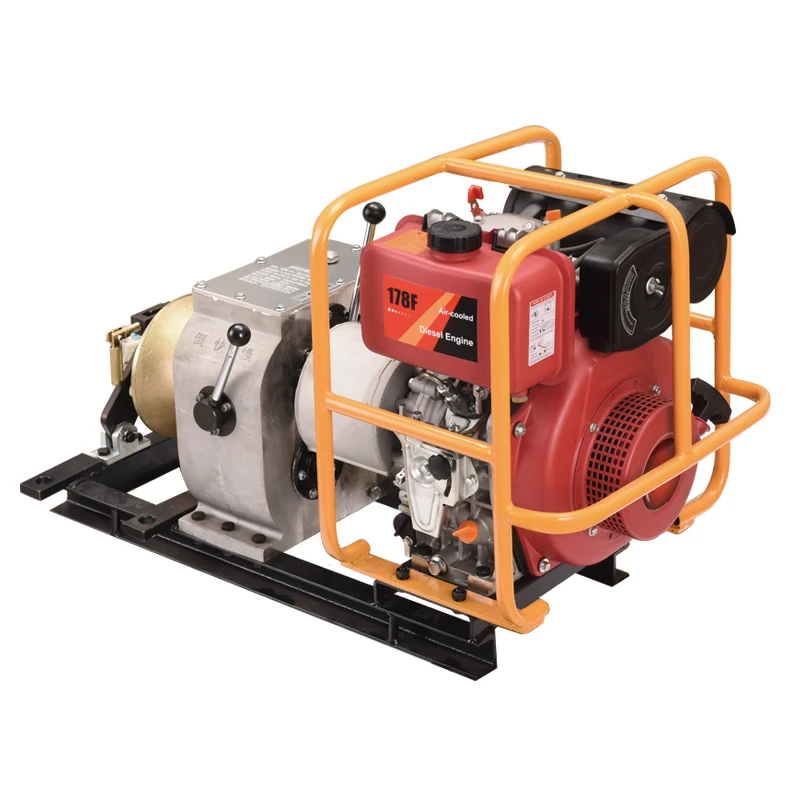 Portable Forest Logging Powered Winch 3 Ton direct shaft drive Lifting Hoist Diesel Engine Powered Winch