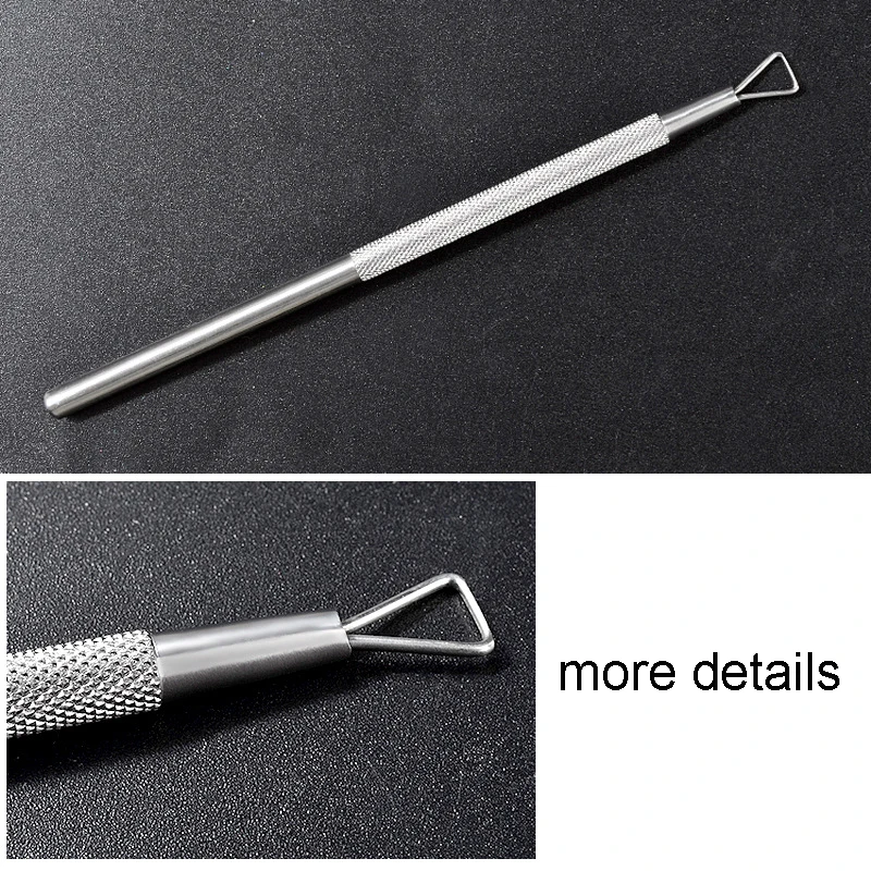 Free Shipping Peeler Scraper Remove Gel Cuticle Nail Pusher Triangle Stainless Steel Cuticle Pusher For Fingernail Toenail