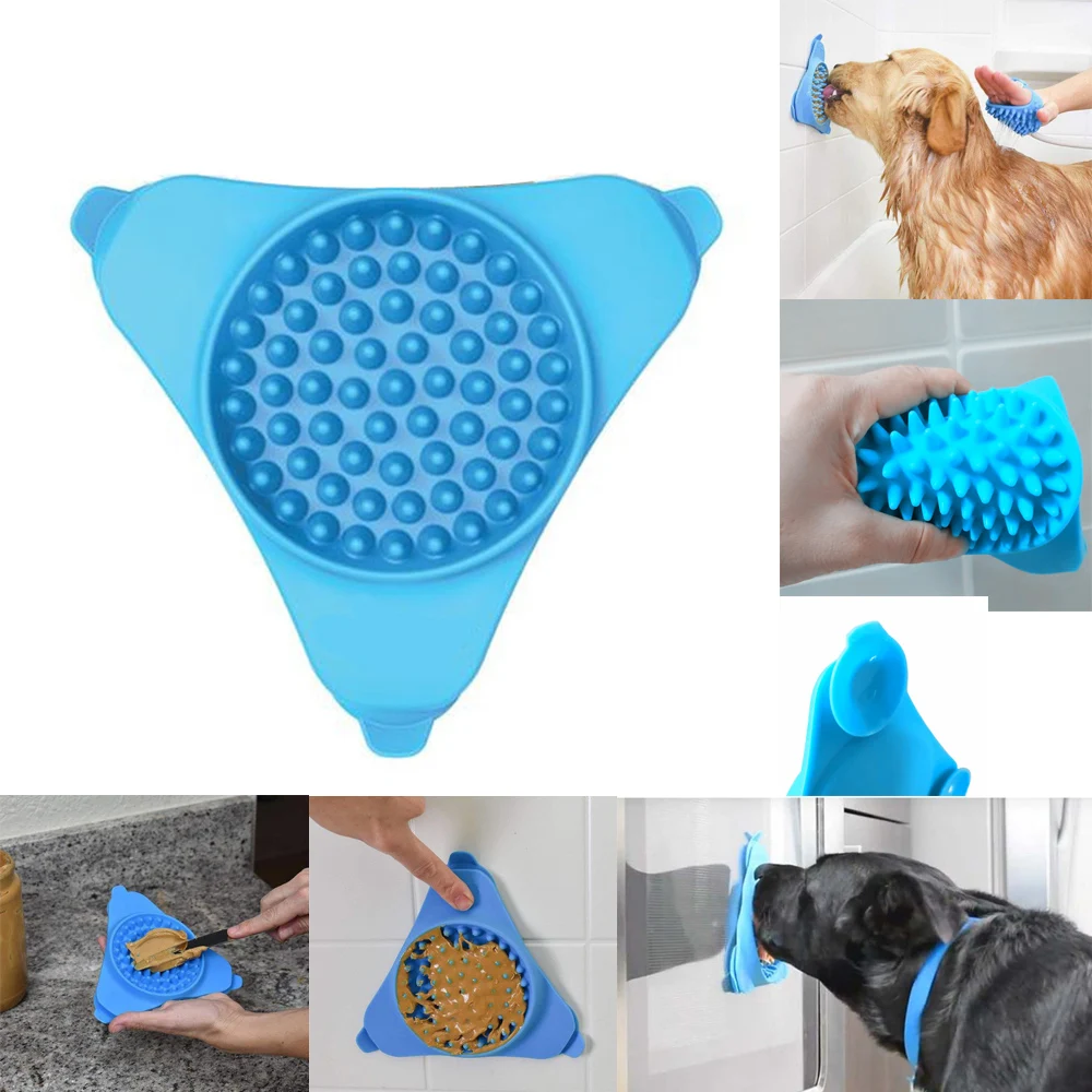 Pet Bath Licker Creative Wall Mounted Dispensing Mat Dog Bath Licker Collapsible Silicone Pet Bowl Dog Training Lick Dish