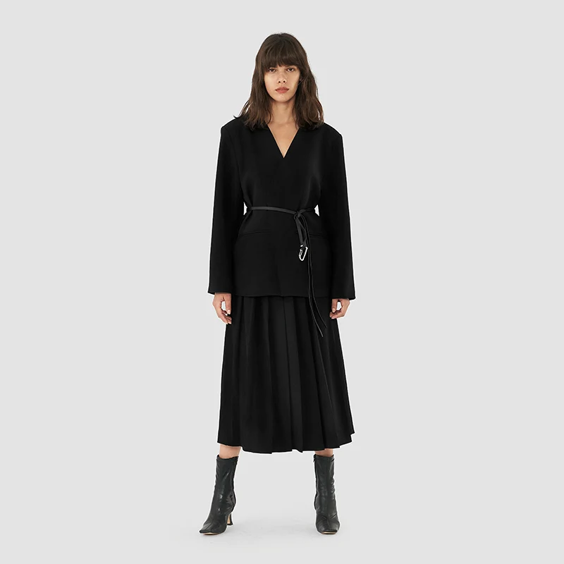 FROM ATTITUDE Wholesale OEM Femenin Business New Design Avocado Green V Neck Formal Elegant Women Office OL Commuter Blazer