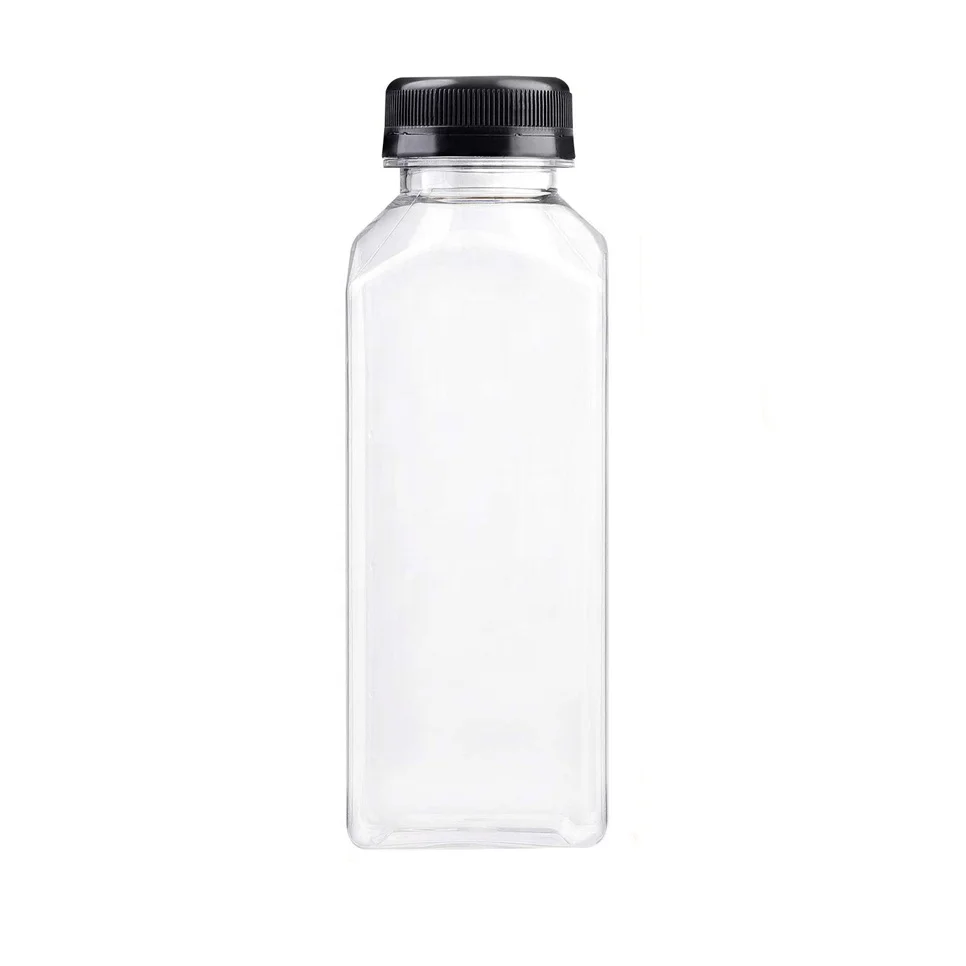 wholesale 250ml 350ml 400ml 500ml plastic juice bottle Disposable Pet plastic square shape bottle custom transparent bottles