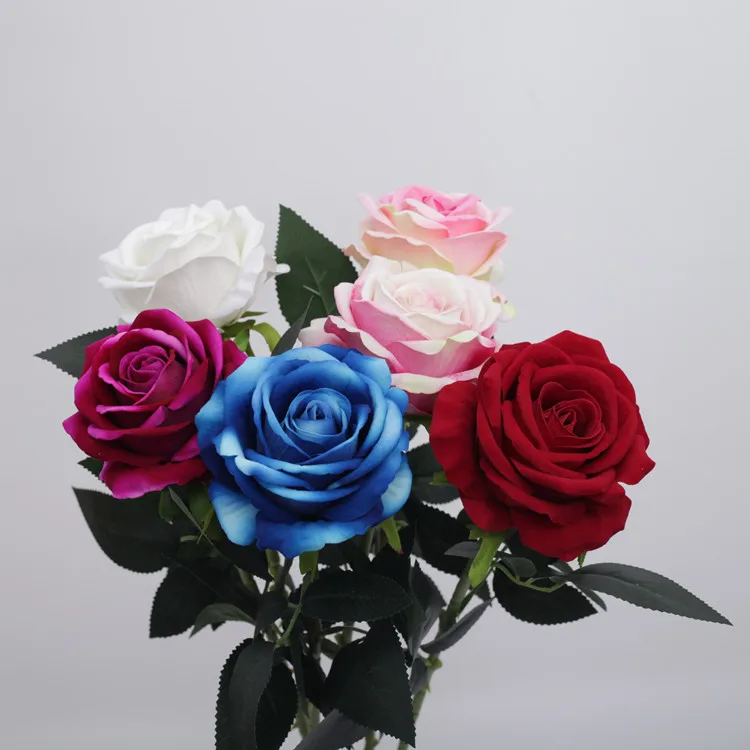 TRX810 rose artificial flower manufacturers bulk wholesale high quality red plastic latex decorative flowers