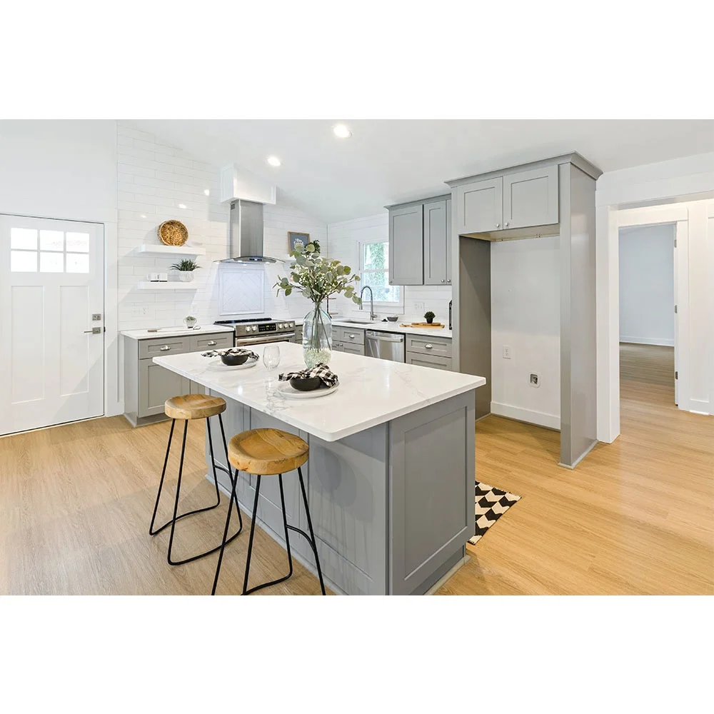 Complete Full Set White Kichen Cabinets Modern Design Kitchen Furniture Wooden Shaker Modular Model Sets Kichen Cabinets