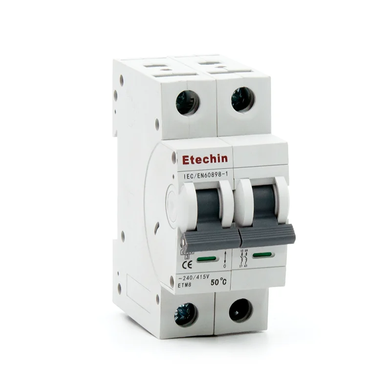 ETM8-M 2p MCB Mini Miniature circuit breaker 6KA CE 40 amps 32a overload short AC power high quality Din Rail Mount double pole
