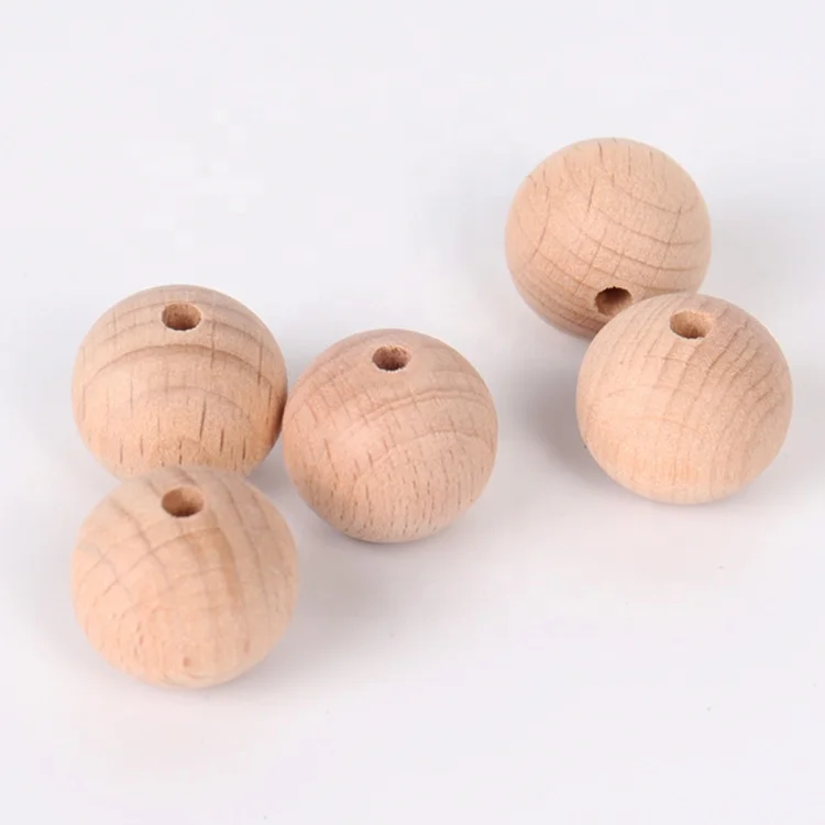 Hot Selling Wooden Crafts Beads 14mm Natural Round Wooden Beads Toy Accessories Wooden Beads