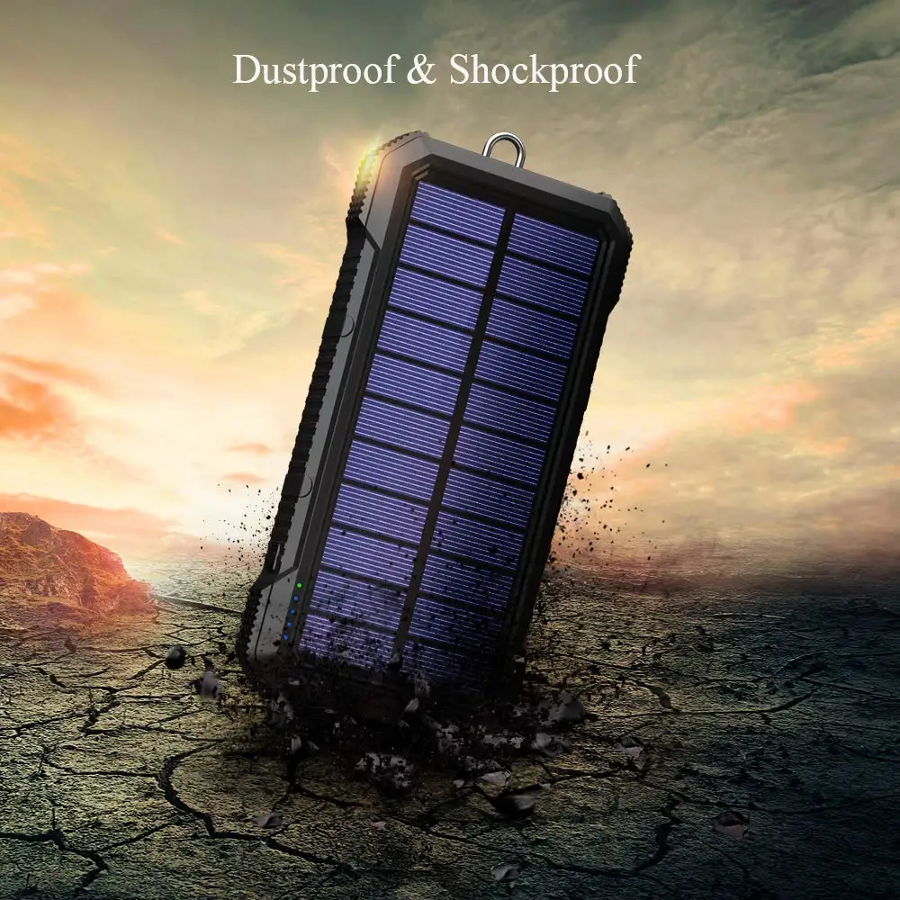 Best selling products on Amazon 2020 new arrivals Splash proof solar charge wireless charge 20000mAh Power Bank