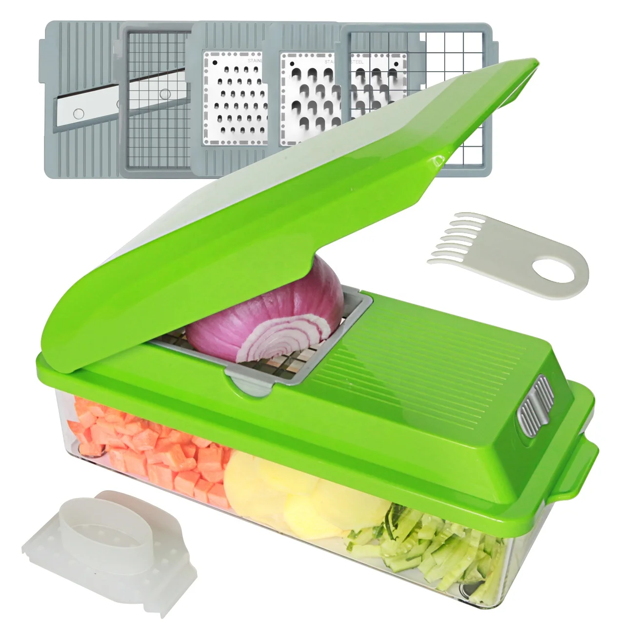 Multi Functional Salad Cutter Onion Chopper Vegetable Slicer Potato Slicer Box Grater with Container