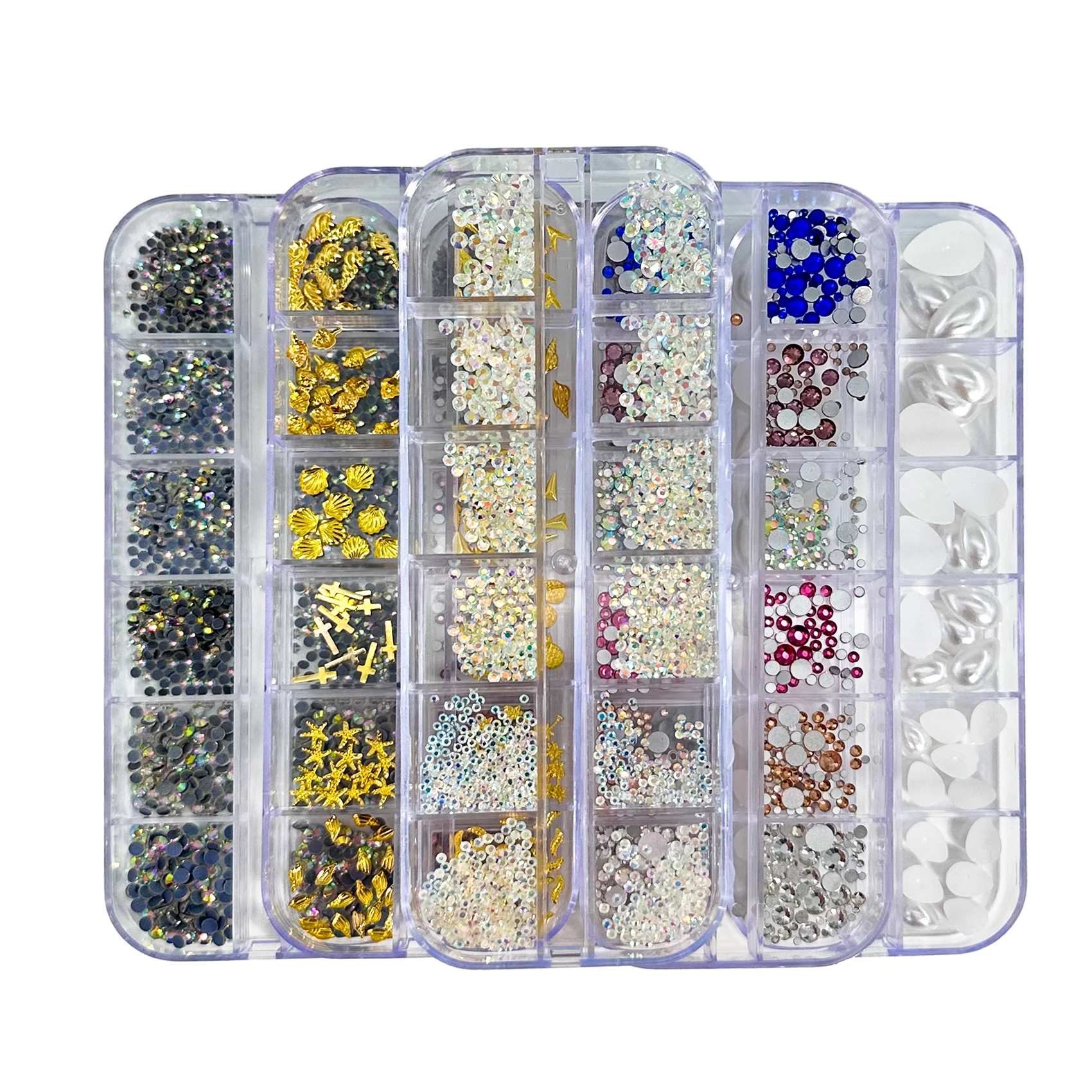 Hight Quality Multi Shape Glass Crystal Stone Decoration Design Flatback Nail Art Fancy Rhinestone Set Kit