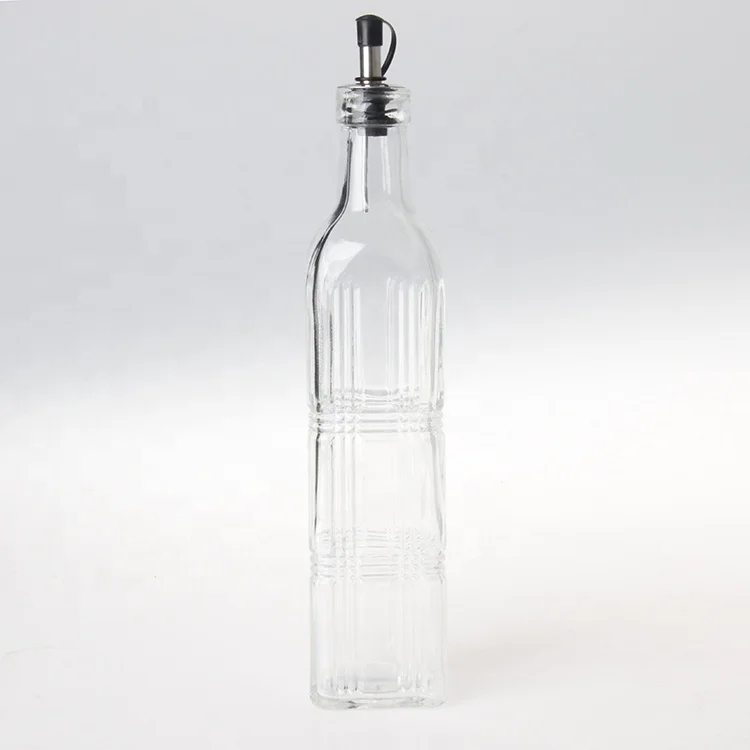 250ml 500ml 750ml Empty Square Kitchen Containers Vinegar Hot Sauce Olive Oil Glass Bottles with Spout