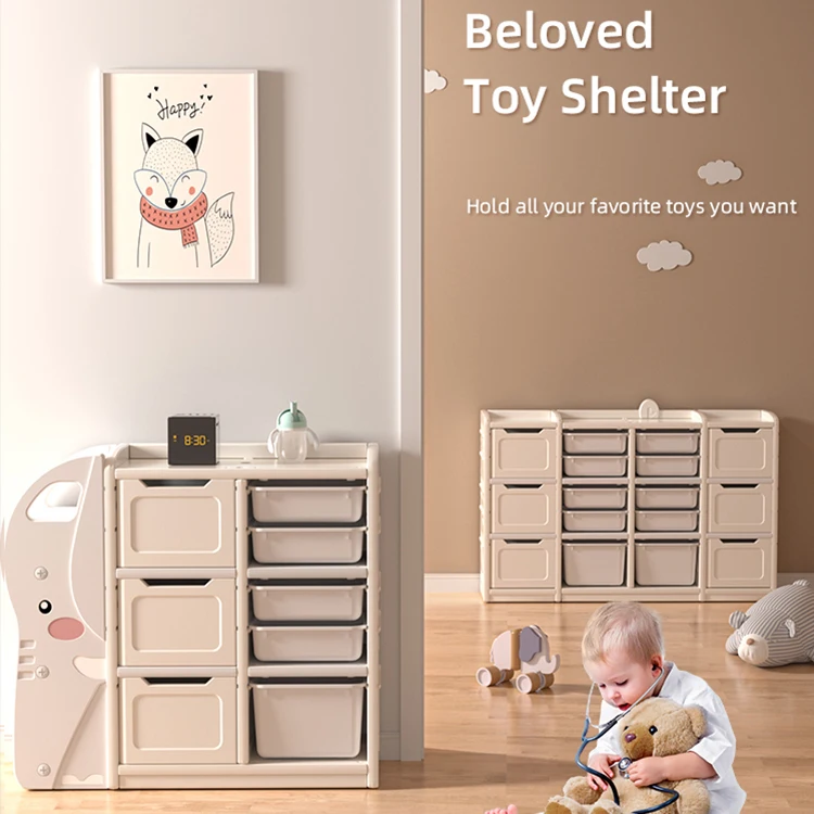 Children Furniture  Elephant Bookcase Plastic Cartoon Bookshelf Kids Toy Shelf Baby Storage Toy Rack