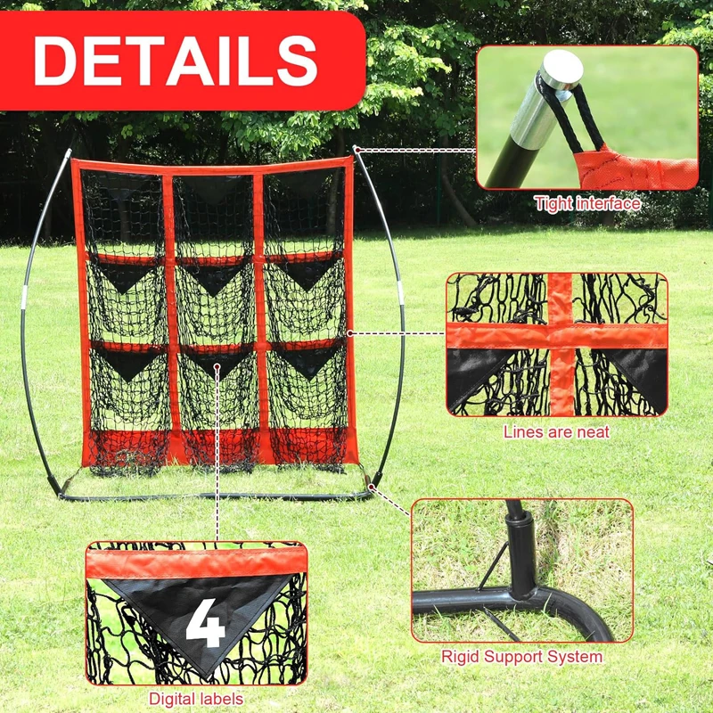 Baseball and Softball Net,Pitching Target Baseball Net with 9 Pocket,Pitching Strike Zone Target Net with Carry Bag