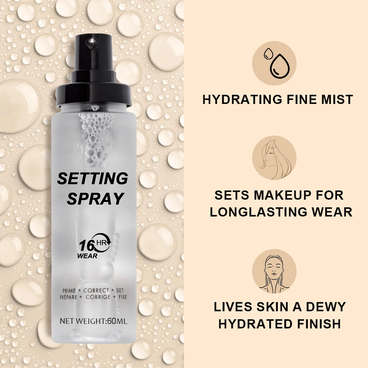 OEM Custom Logo Long Lasting Oil Control Organic Vegan Shimmer Setting Spray Moisturizing Hydrating Makeup Finishing Waterproof