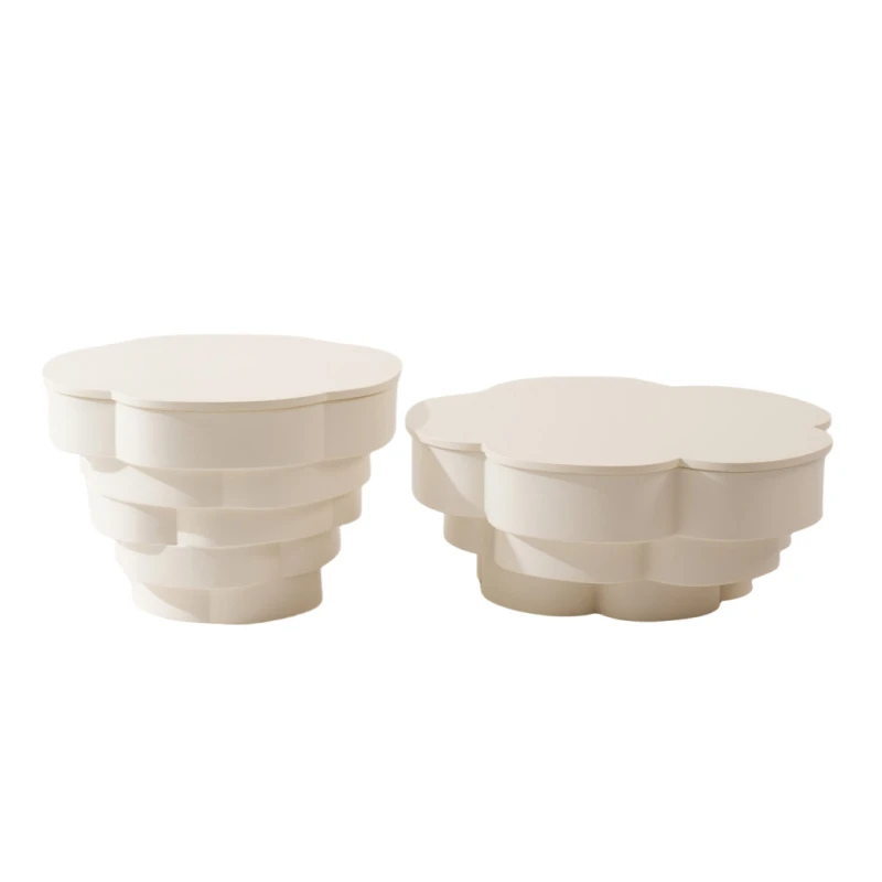 Designer Home Furniture Minamilst Modern Japandi Nordic Living Room Round White Plastic Coffee Side Table